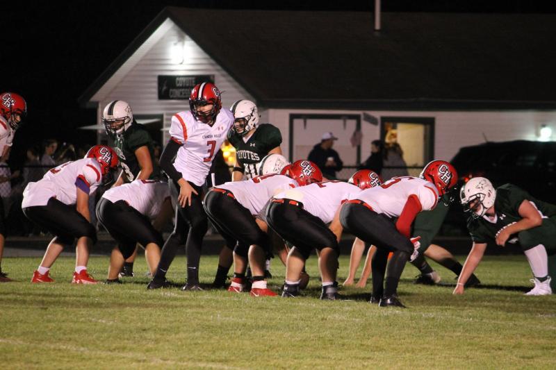 Camden Hills quarterback Ryan Clifford (3) readies his offense in a Sept. 6 game against Old Town. (Courtesy Sally Russillo)