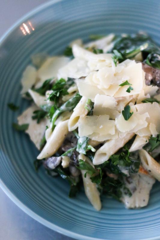 Chicken Penne with Spinach and Goat Cheese at Ancho Honey. (Photo courtesy of Malcolm Bedell)