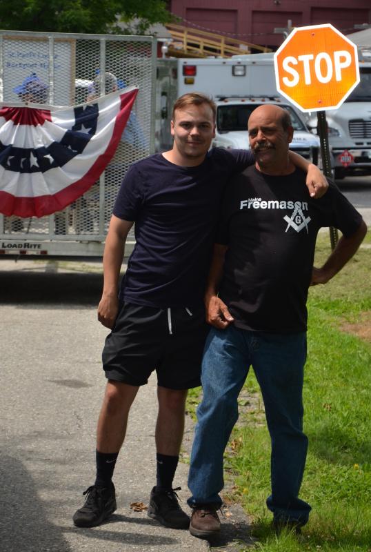 Aaron Annis and his father, Keryn Annis, in 2016 at the Rockport 125th celebration parade. (Photo by Lynda Clancy)