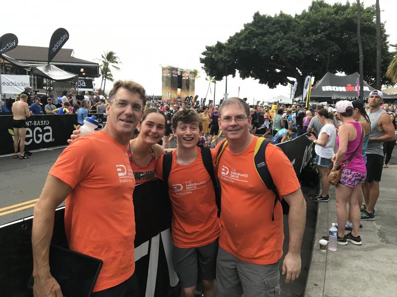Katie Clayton and her supporters at an Ironman triathlon event. (Courtesy Bruce Clayton)