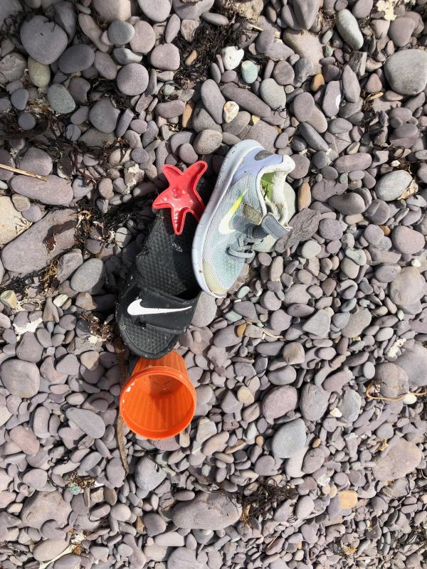 Shoes and other rubbish on a County Kerry beach. (Photo courtesy Heather Evans)