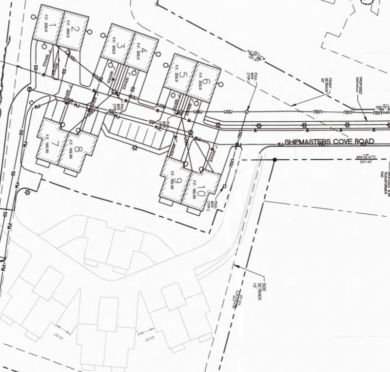 The site plan for all 10 units on Shipmasters Cove Road. (Courtesy Dave Giroux)