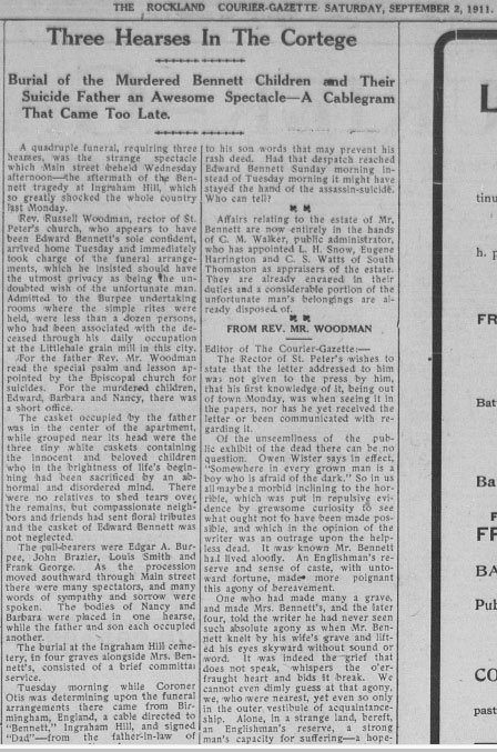 Original news story of the murders/suicide from The Courier-Gazette dated September 2, 1911.