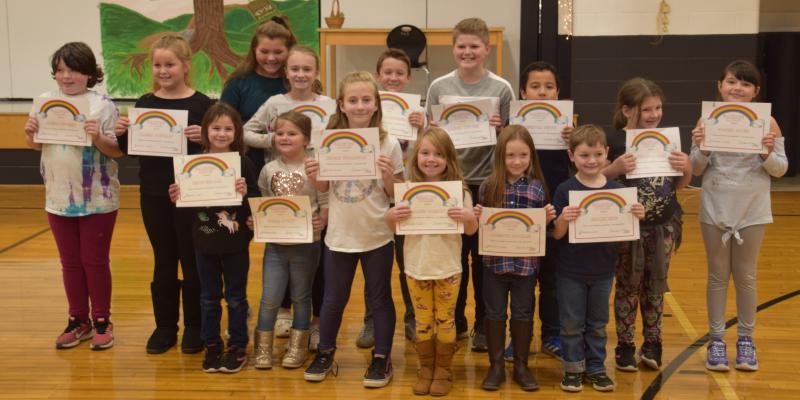 FRONT: Helvi Gelman, Coral Rytky, Naomi Thompson, Aubree Corson, Madisyn Howard, Shawn King. BACK: Amelia Fetchen, Amelia Stewart, Charlotte Quinn, Miley Black, Jameson Fournier, Landen Weaver, Leighton Petty, Elizabeth Mank, Sophia Davis. (Photo courtesy Thomaston Grammar School)