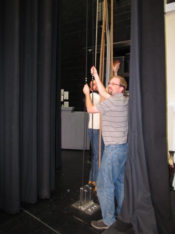 Back stage flying crew: Thomas Akselsen, Patrick Kelly, Tom Heath. (Photo by Kay Stephens)