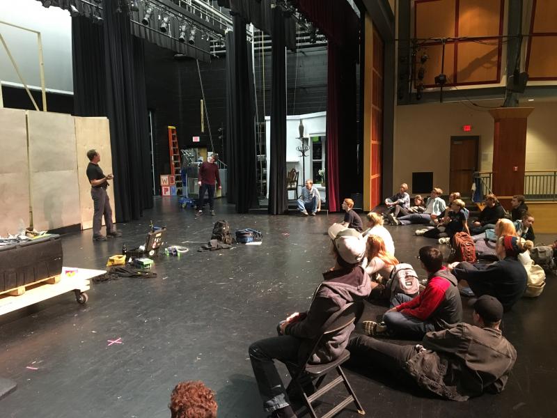 Perry Fertig presents "The Art of Flying" to theater students. (Photo courtesy Rick Ash)