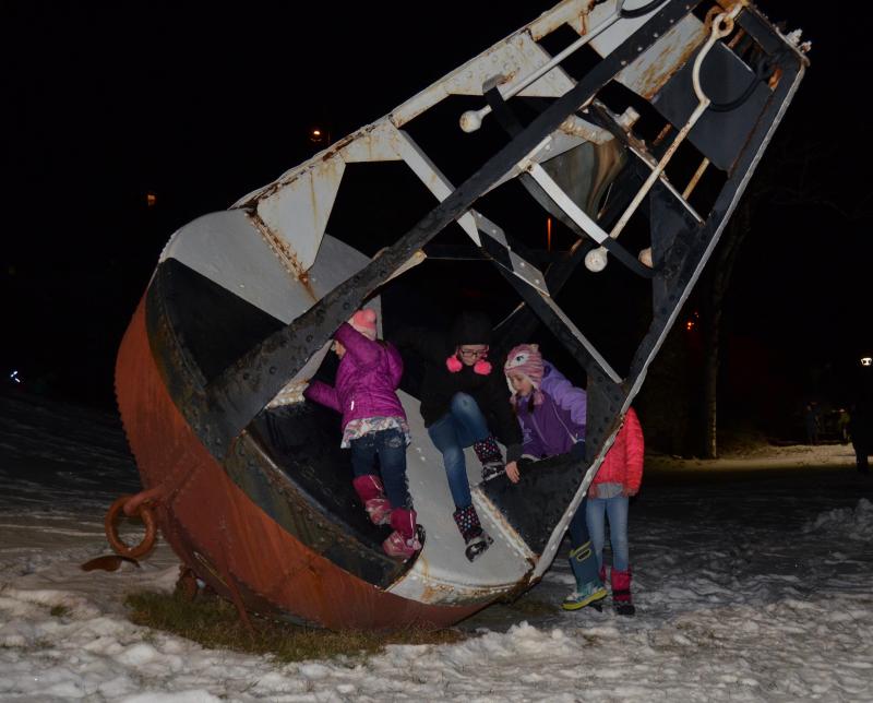 The old bell buoy is always a favorite for climbing on at Marine Park in Rockport. (Photo by Lynda Clancy)