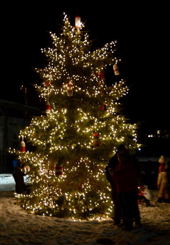 The Christmas tree at Marine Park was lit promptly at 5:30 p.m.