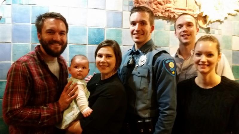 Poole is joined by his two brothers from left, Alden and Ben, along with his finance, Laura Meservey. (Photo by Sarah Shepherd)