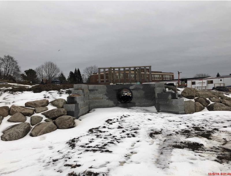 This is a photo of where the climbing wall will be installed next to the slide that you can see on the right. (Photo courtesy Steve Claffie)
