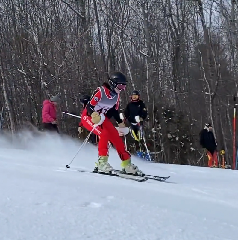 Camden Hills skier Mae Gallace. (Screenshot from Mike Smith video)