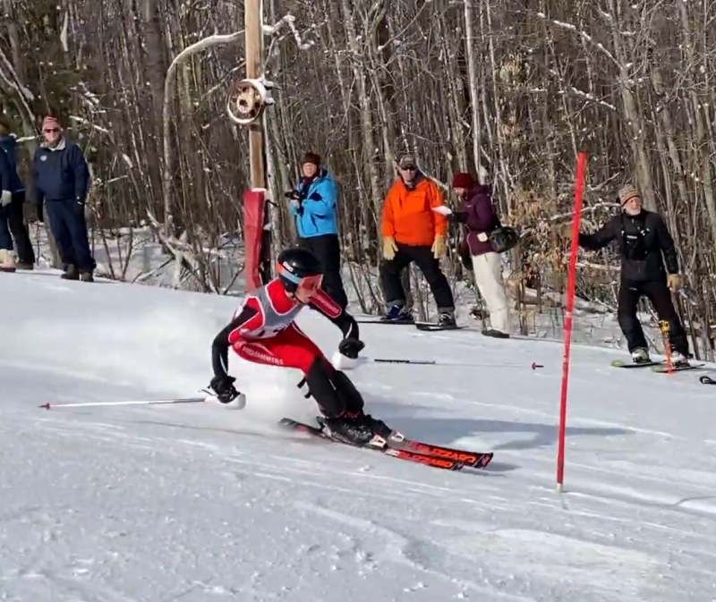 Camden Hills skier Alistair Levitt. (Screenshot from Mike Smith video)