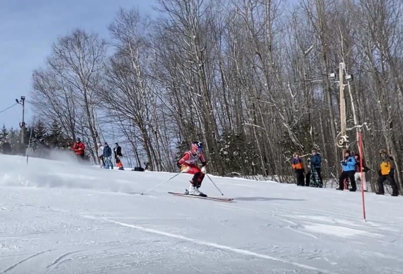 Camden Hills skier Caellen Roberts. (Screenshot from Mike Smith video)
