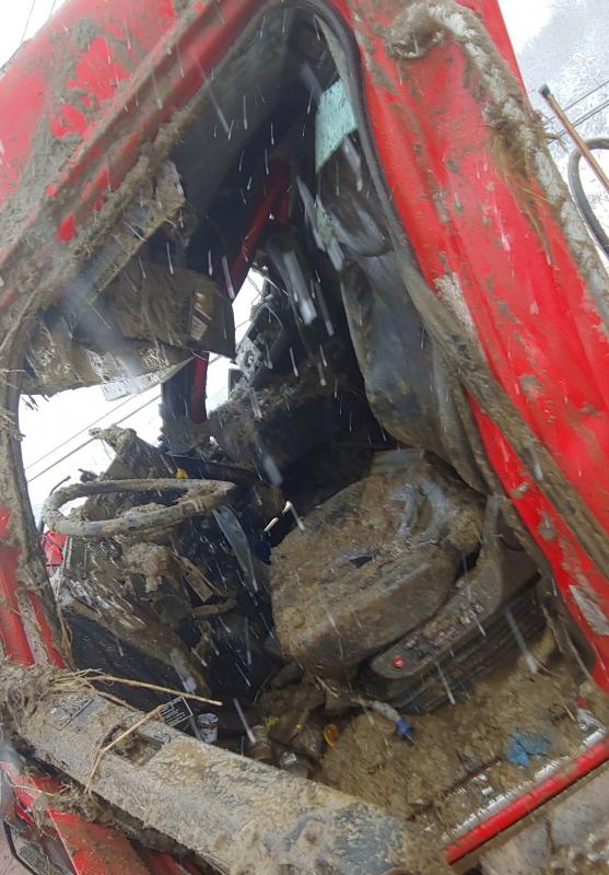 The tractor-trailer following the Jan. 16 crash.
(photo courtesy of Belfast Police Sergeant Detective Matt Cook)
