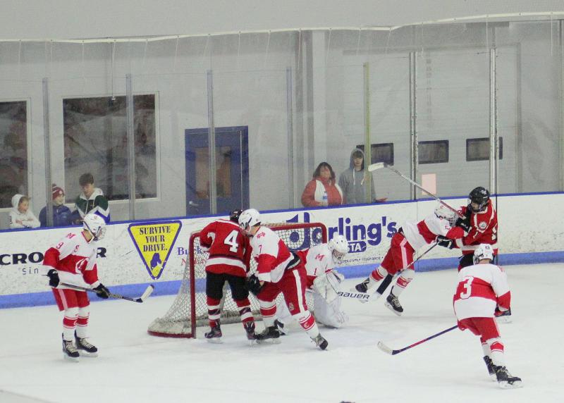 The Camden Hills ice hockey team in its Jan. 25 game. (Courtesy Molly Cole)