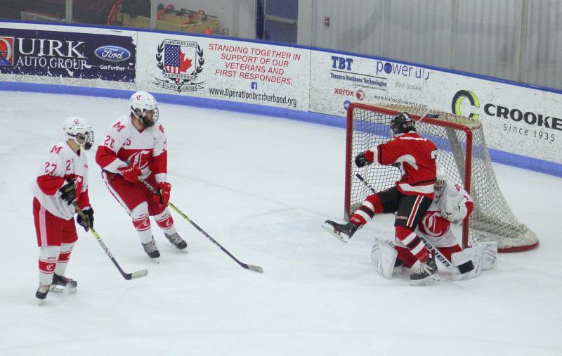 The Camden Hills ice hockey team in its Jan. 25 game. (Courtesy Molly Cole)