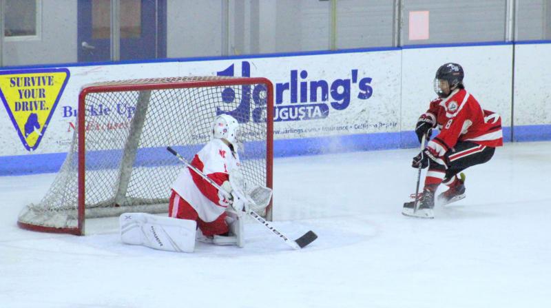 The Camden Hills ice hockey team in its Jan. 25 game. (Courtesy Molly Cole)