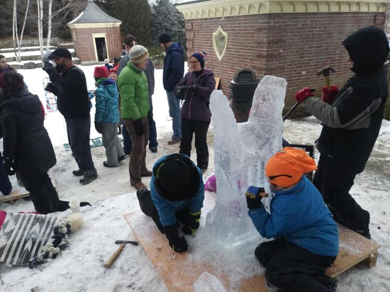 Ice carvers from the Camden Public Library. (Photo courtesy Camden Public Library)