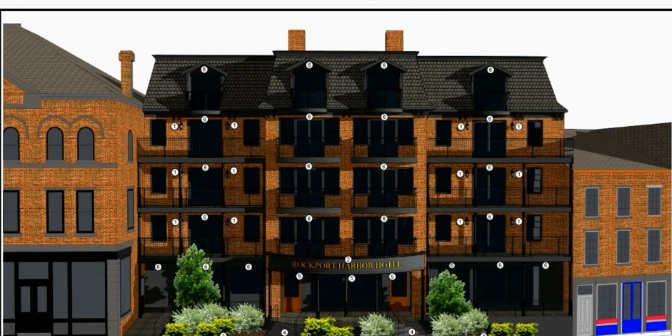Rendering of the proposed hotel at 20 Central Street (Source: Town of Rockport)