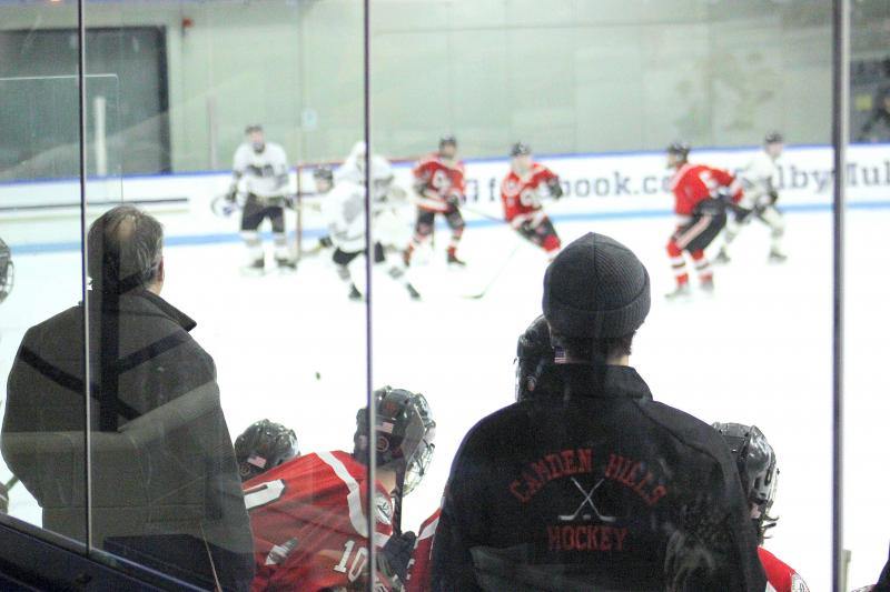 The Camden Hills ice hockey team during its Feb. 5 game. (Courtesy Molly Cole)