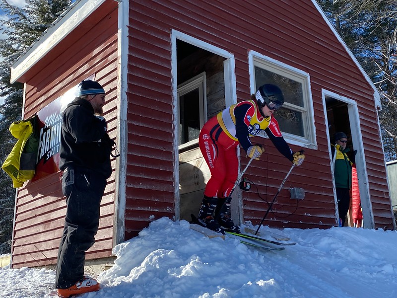 Camden Hills alpine skier Katelynn Colbry and coach Barry King at the KVAC championship Feb. 8. (Courtesy Mike Smith)