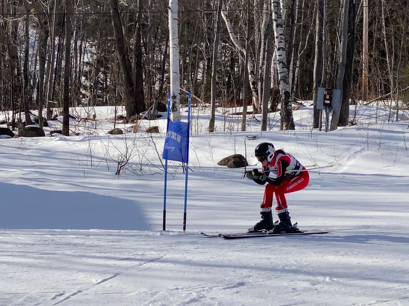 Camden Hills alpine skier Lizzie Larsen-Levins at the KVAC championship Feb. 5. (Courtesy Mike Smith)