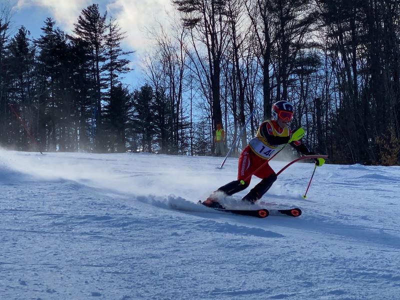 Camden Hills alpine skier Britt Lafiura at the KVAC championship Feb. 8. (Courtesy Mike Smith)