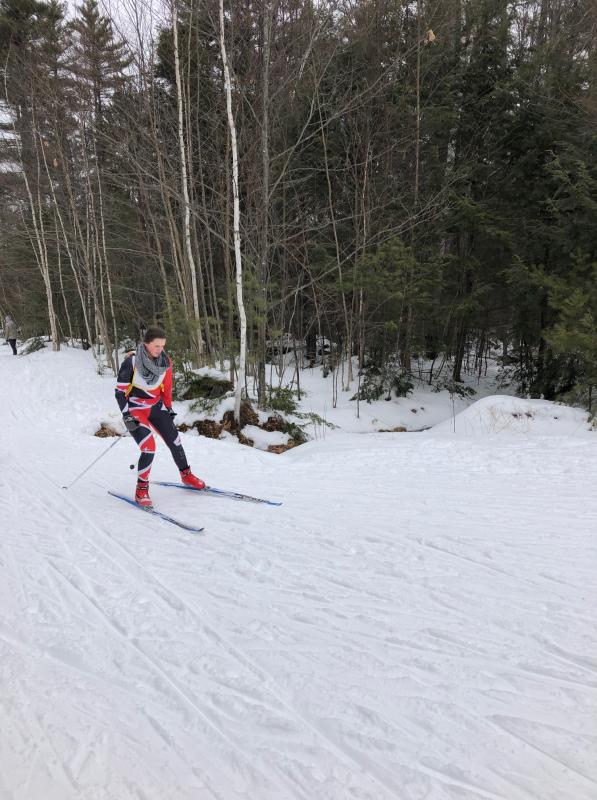 Delia Cognard approaching the finish of the 3k. (Courtesy Saphrona Stetson)