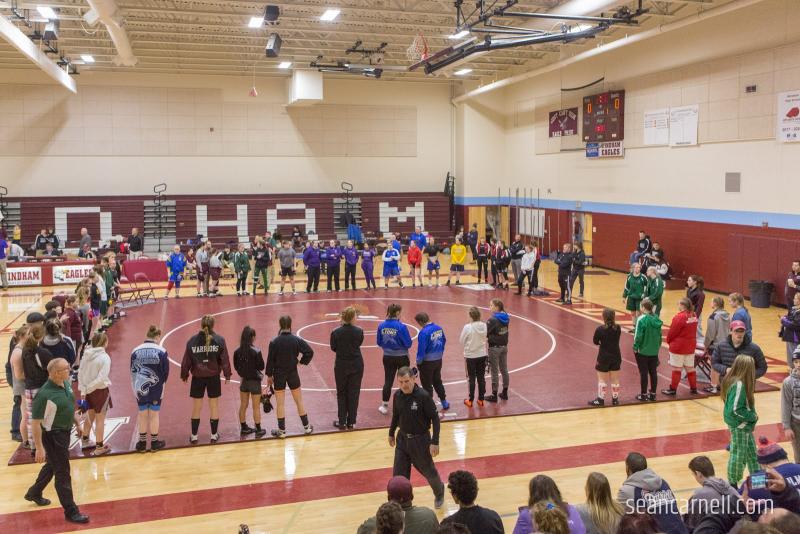 A scene from the girls wrestling state championships Feb. 19. (Courtesy Sean Carnell)