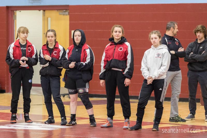 A scene from the girls wrestling state championships Feb. 19. (Courtesy Sean Carnell)