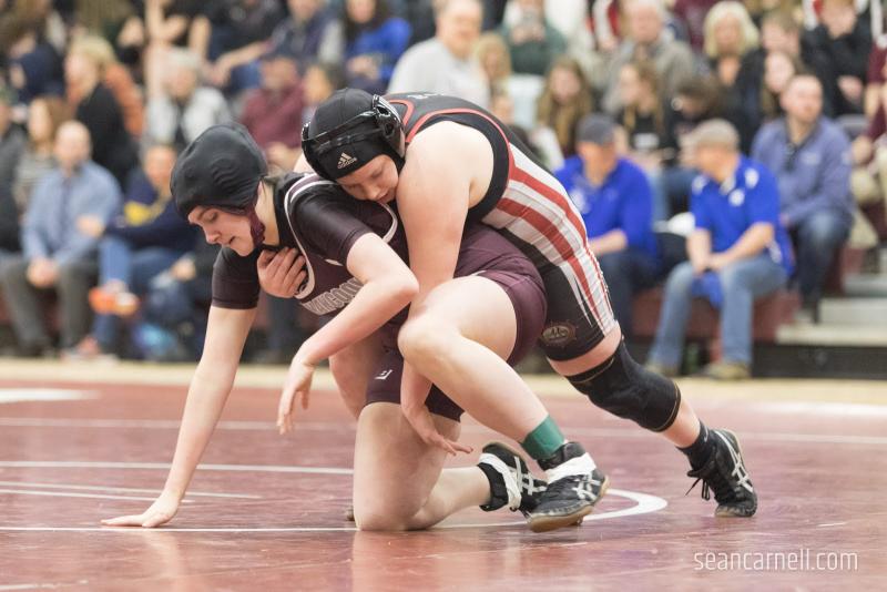 A scene from the girls wrestling state championships Feb. 19. (Courtesy Sean Carnell)