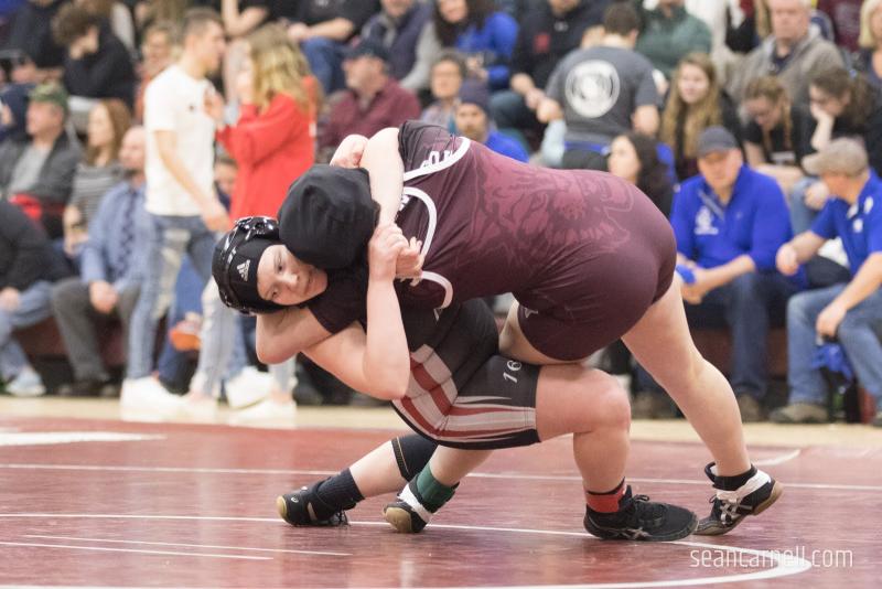 A scene from the girls wrestling state championships Feb. 19. (Courtesy Sean Carnell)