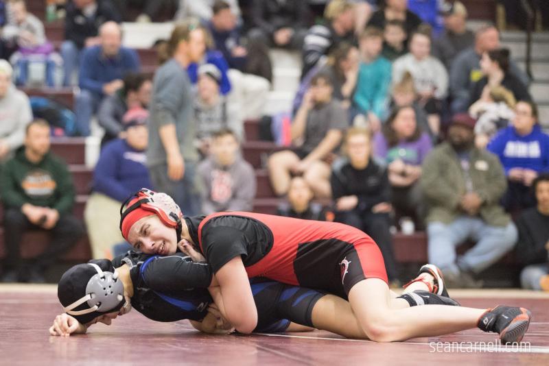 A scene from the girls wrestling state championships Feb. 19. (Courtesy Sean Carnell)