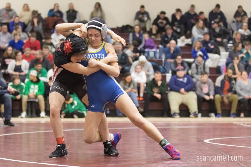 A scene from the girls wrestling state championships Feb. 19. (Courtesy Sean Carnell)