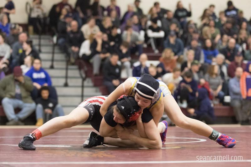 A scene from the girls wrestling state championships Feb. 19. (Courtesy Sean Carnell)