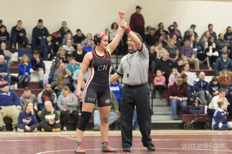 A scene from the girls wrestling state championships Feb. 19. (Courtesy Sean Carnell)