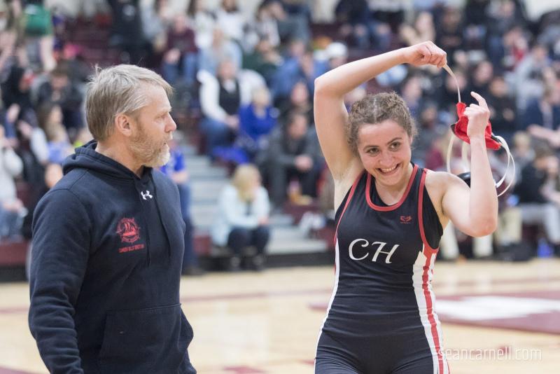 A scene from the girls wrestling state championships Feb. 19. (Courtesy Sean Carnell)
