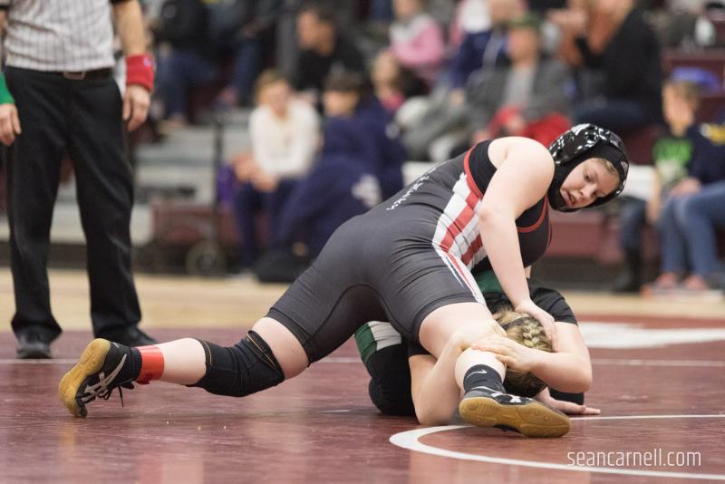 A scene from the girls wrestling state championships Feb. 19. (Courtesy Sean Carnell)