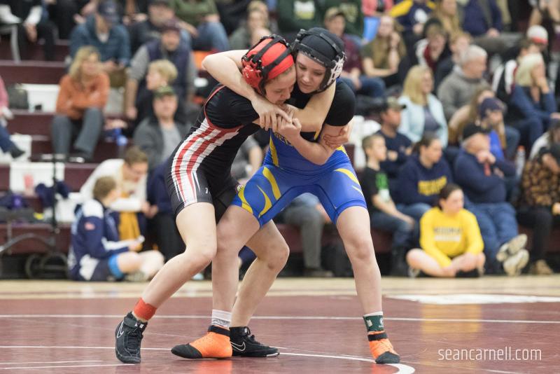 A scene from the girls wrestling state championships Feb. 19. (Courtesy Sean Carnell)