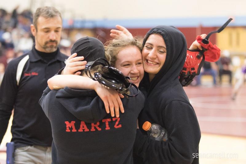A scene from the girls wrestling state championships Feb. 19. (Courtesy Sean Carnell)