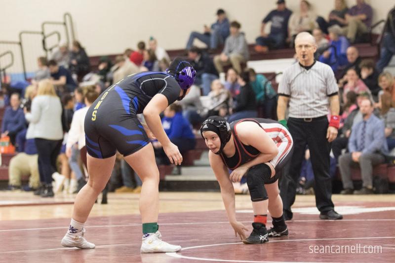A scene from the girls wrestling state championships Feb. 19. (Courtesy Sean Carnell)