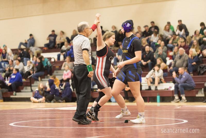 A scene from the girls wrestling state championships Feb. 19. (Courtesy Sean Carnell)