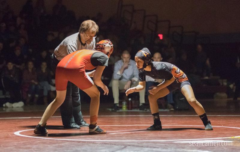 A scene from the girls wrestling state championships Feb. 19. (Courtesy Sean Carnell)