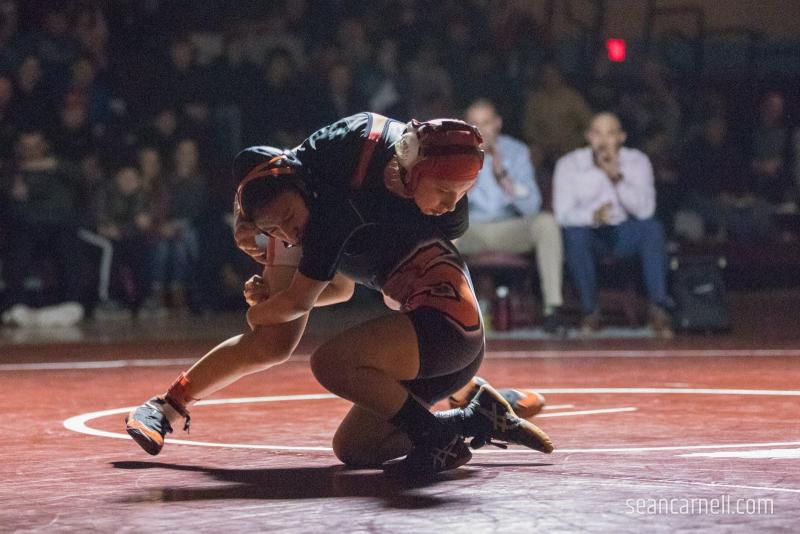 A scene from the girls wrestling state championships Feb. 19. (Courtesy Sean Carnell)