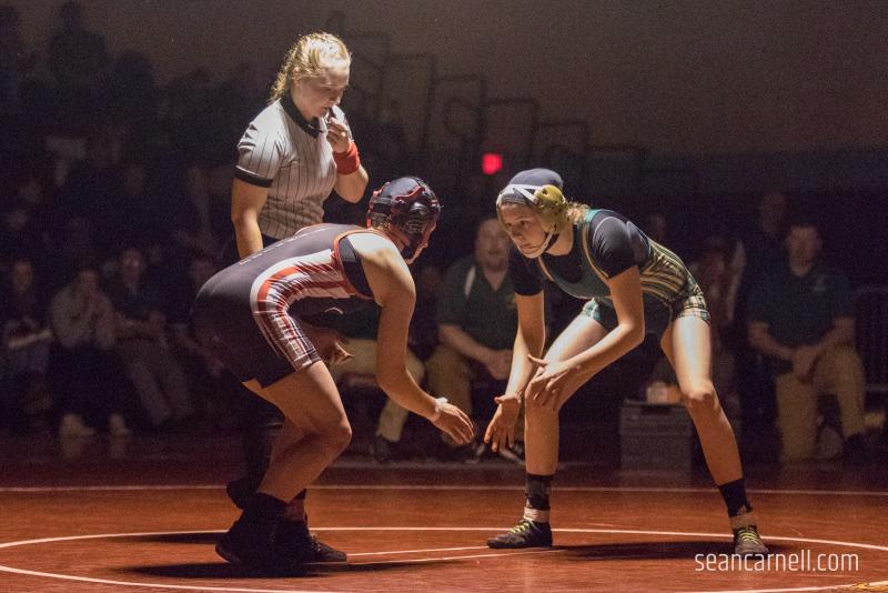 A scene from the girls wrestling state championships Feb. 19. (Courtesy Sean Carnell)