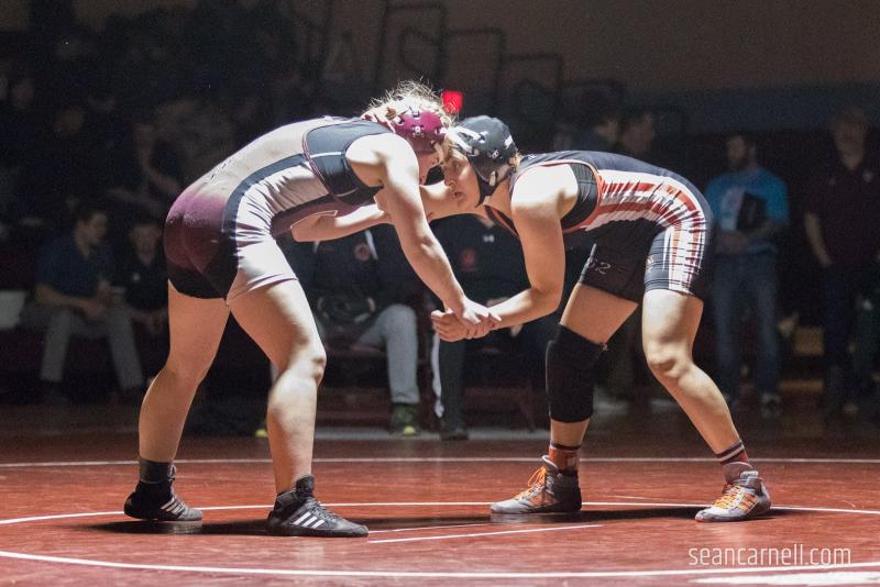 A scene from the girls wrestling state championships Feb. 19. (Courtesy Sean Carnell)