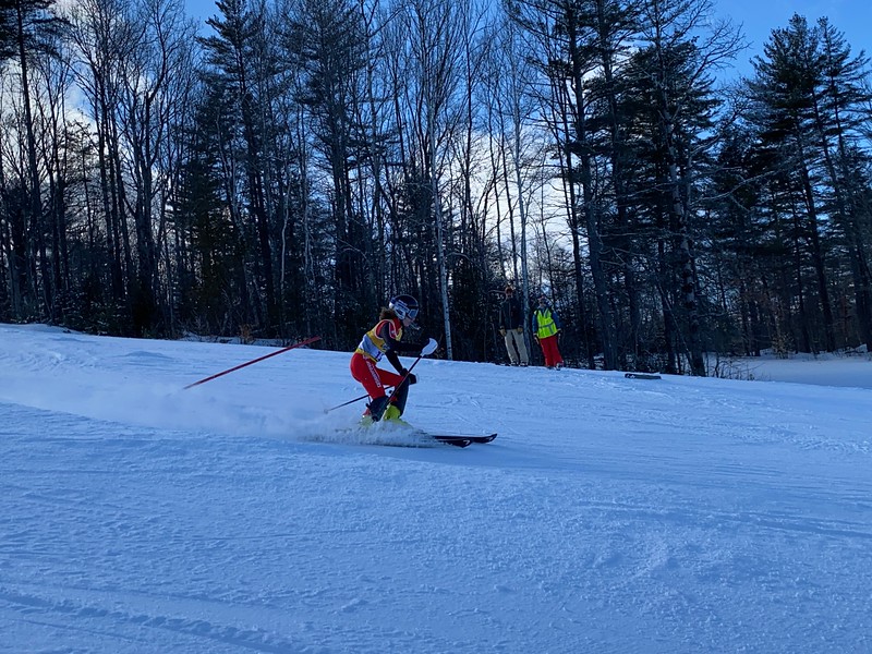Camden Hills alpine skier Rhys White at the KVAC championship Feb. 8. (Courtesy Mike Smith)