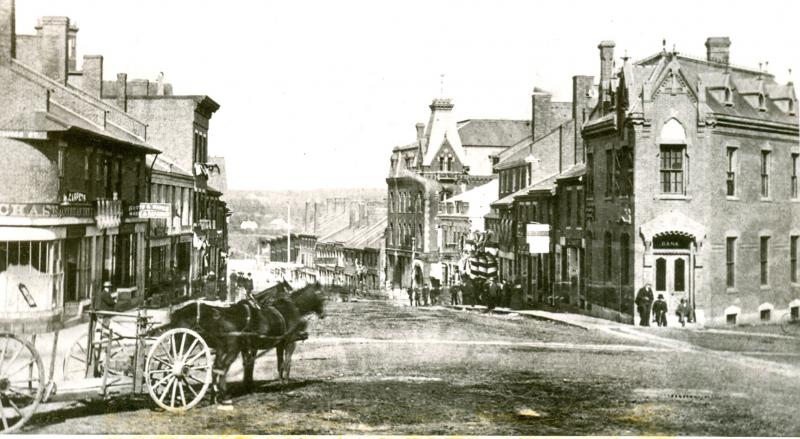 The Belfast view from the Post Office looking down Main Street in the 1880s. (Photo courtesy Belfast Historical Society and Museum) Becoming Belfast, Maine, 1770 -1820,” an exhibit created by the Belfast Historical Society & Museum, will be on display, March 2 through April 15, in the Kramer Gallery of the Belfast Free Library, 106 High Street.