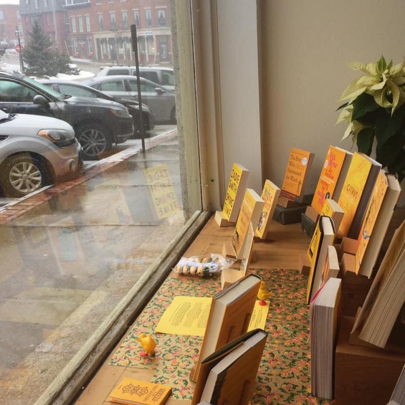 A yellow display inside Left Bank Books brings the sunshine. Photo courtesy Left Bank Books.