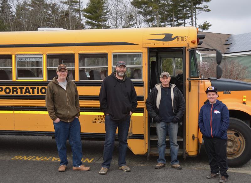 Luce Transportation drivers, who will be delivering to Appleton, Hope and Lincolnville: Jason and Ben Luce, Keith Royar and Liam Gould. They take on the rural routes where the roads get muddy, steep and rough. (Photo by Lynda Clancy)